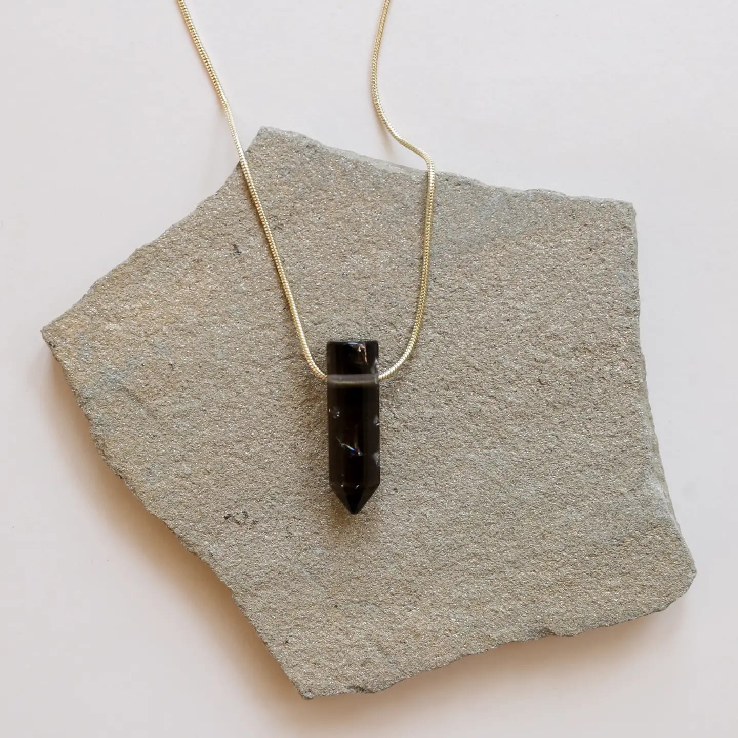 smoky quartz necklace, gold crystal necklace, grounding crystal jewelry, quartz point pendant, 18k gold plated necklace, mindful jewelry, wellness necklace