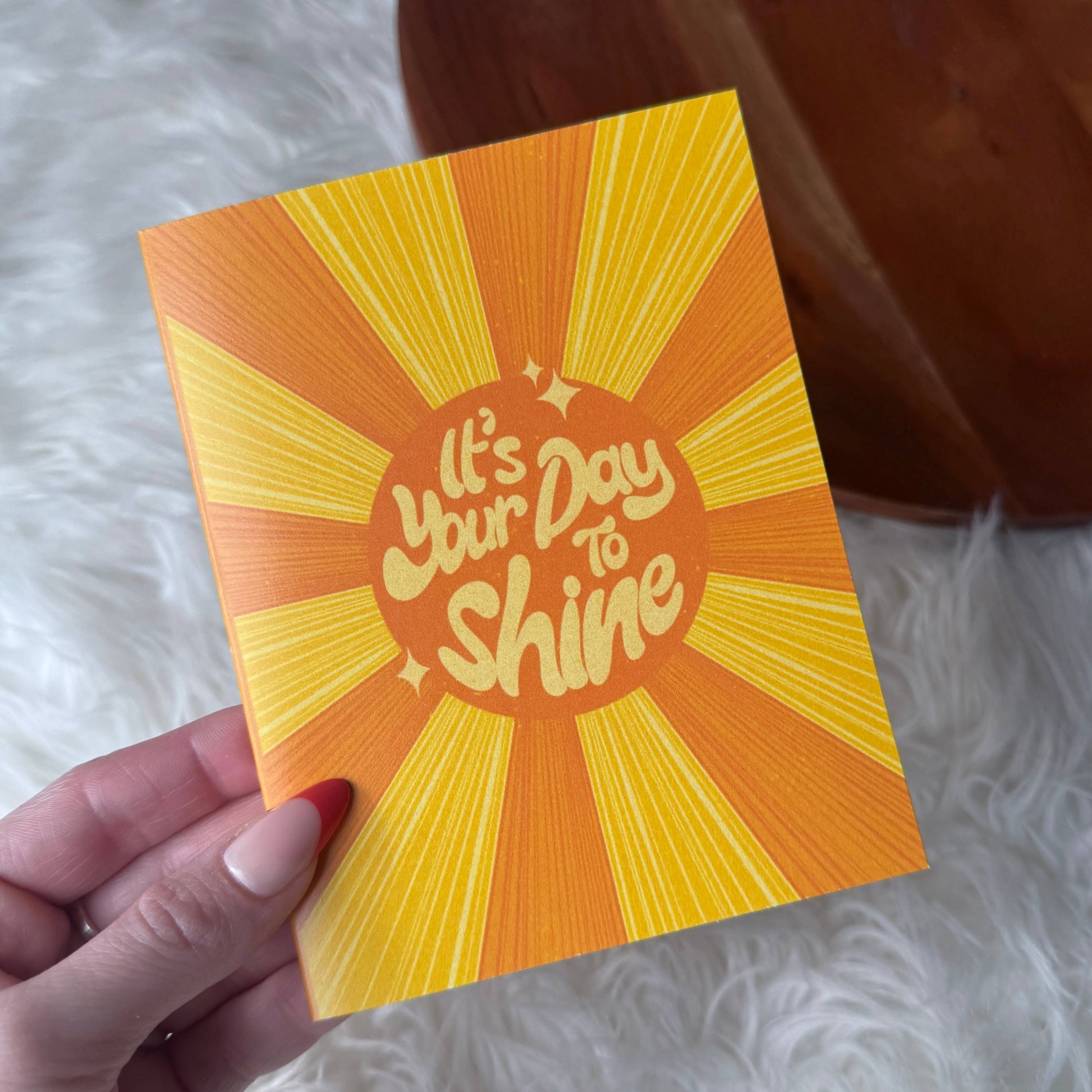 sunshine birthday card, groovy birthday card, bright birthday card, happy birthday card, cute birthday card, aesthetic birthday card, illustrated card, empowerment card, birthday greeting card, blank inside birthday card