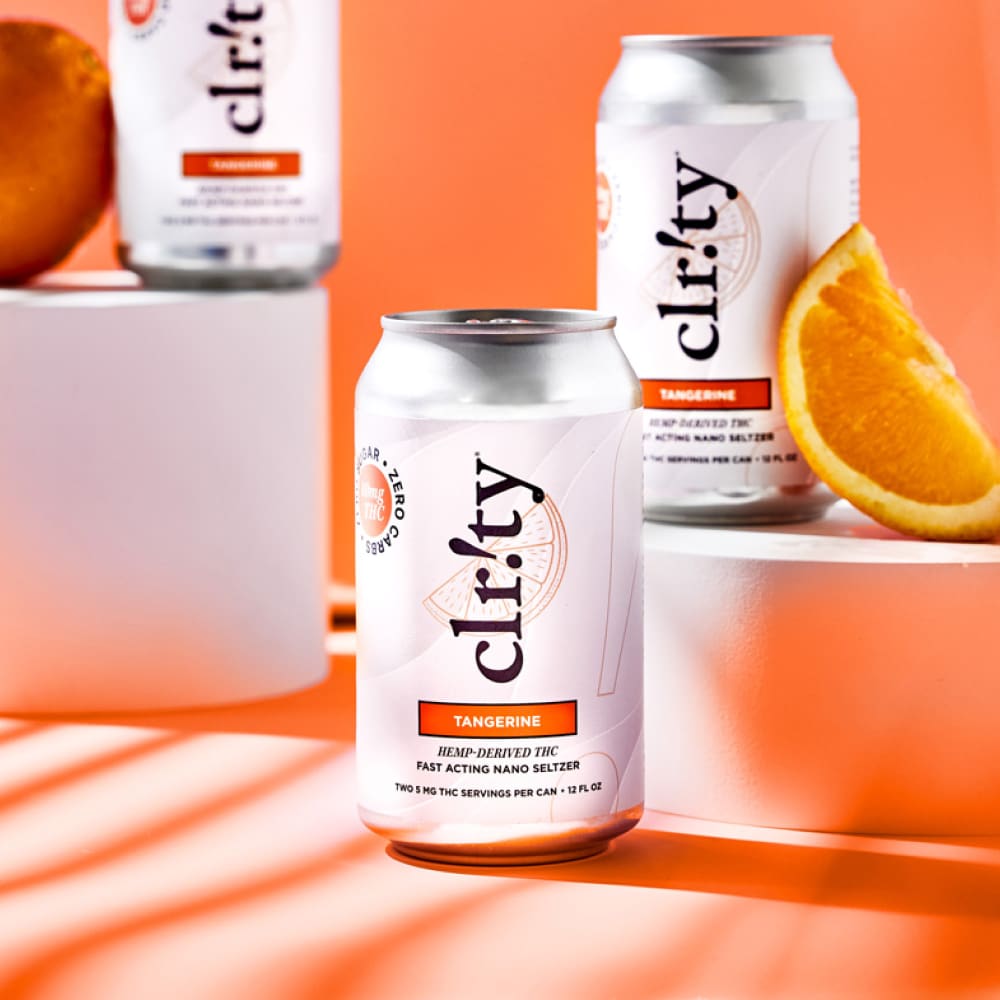 clr!ty THC seltzer, 10mg THC drink, Tangerine THC seltzer