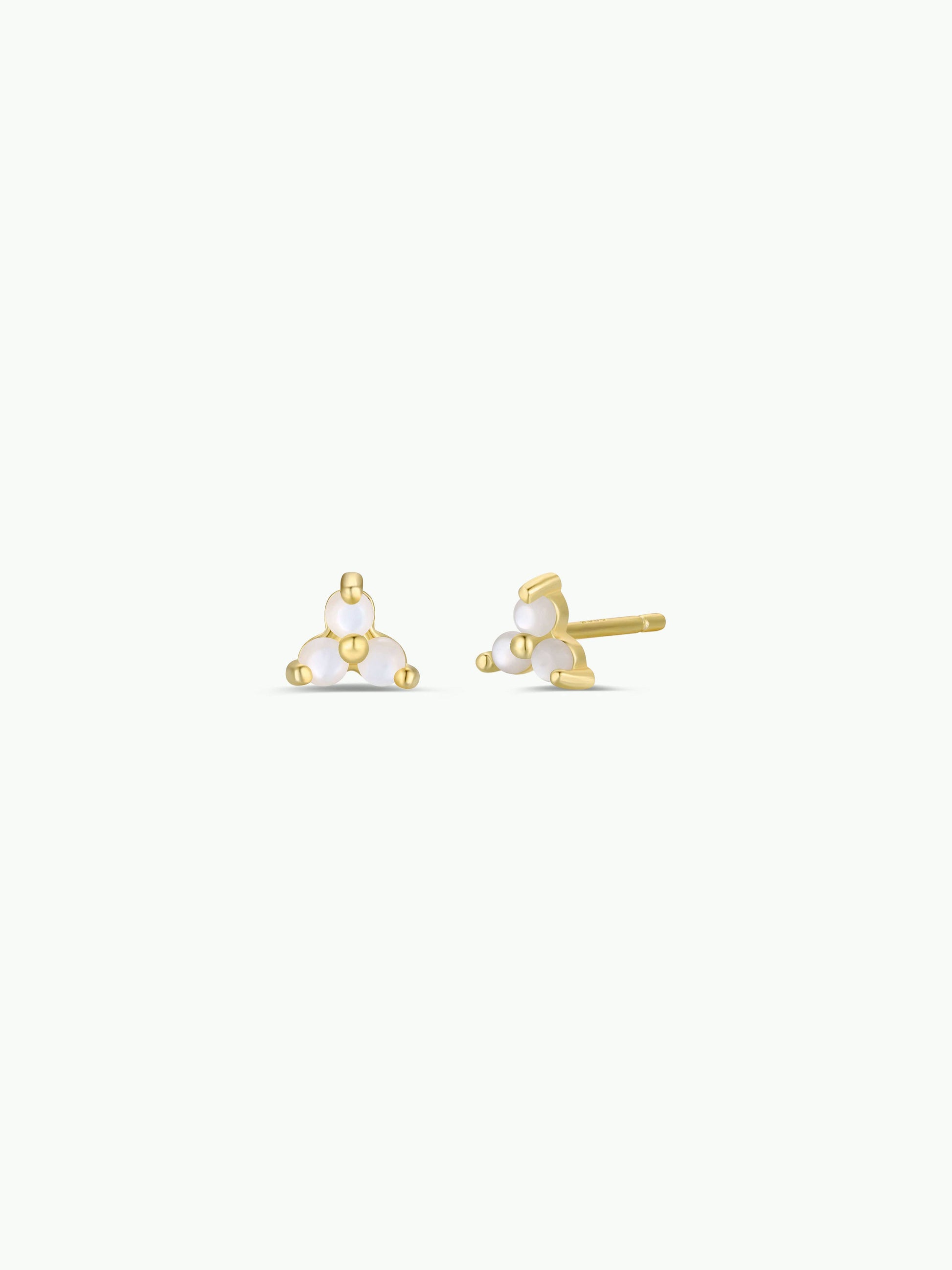 pearl stud earrings, gold pearl earrings, trio pearl earrings, freshwater pearl jewelry, hypoallergenic gold earrings, elegant pearl studs, minimalist pearl earrings