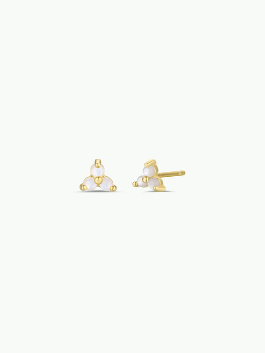 pearl stud earrings, gold pearl earrings, trio pearl earrings, freshwater pearl jewelry, hypoallergenic gold earrings, elegant pearl studs, minimalist pearl earrings