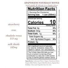 Nutrition facts label for a product with strawberry, rose, rhododendron, and milk thistle ingredients.