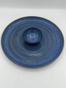 Mike Teal pottery, blue oil spill platter, handmade porcelain, wheel-thrown ceramics, serving dish set, artisan stoneware, Tulsa ceramic artist, functional pottery, handmade serveware, YENology artisan collection