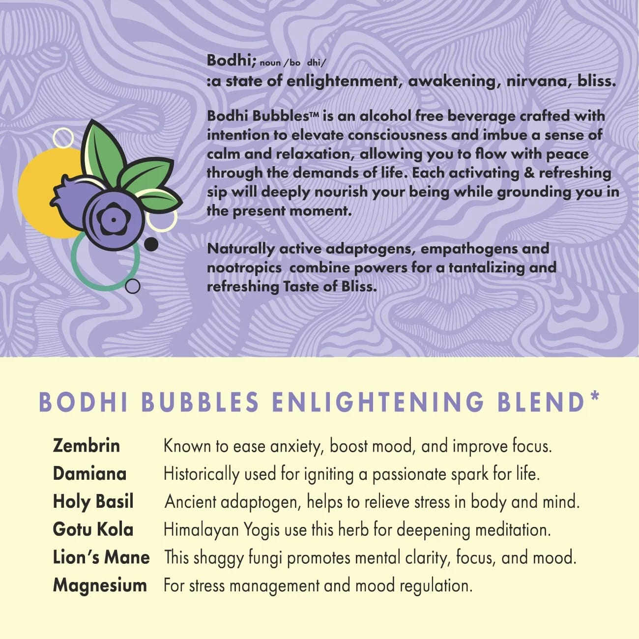 low calorie adaptogen drink
no sugar added blueberry seltzer
adaptogen soda alternative