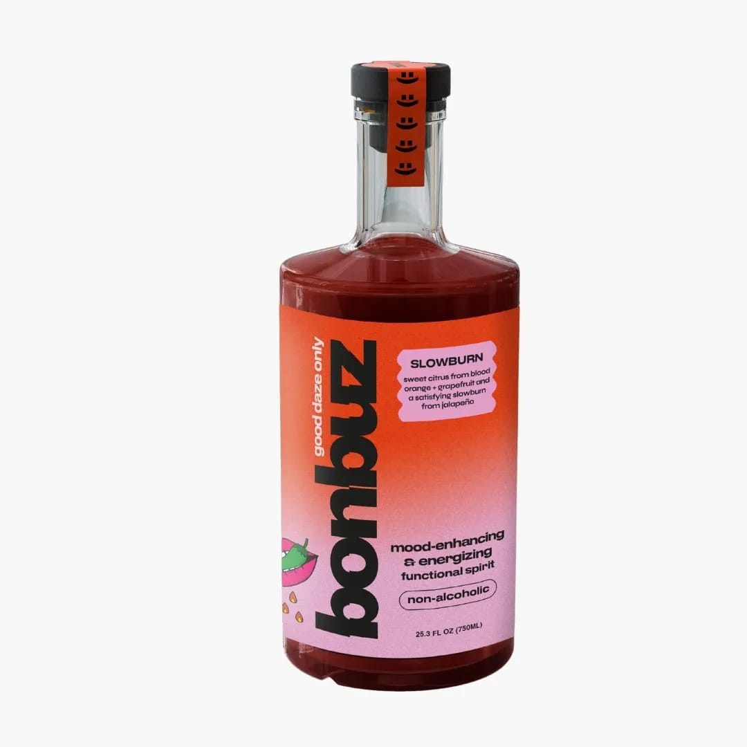 Bonbuz Slowburn, non-alcoholic spirit, spicy NA drink, functional elixir