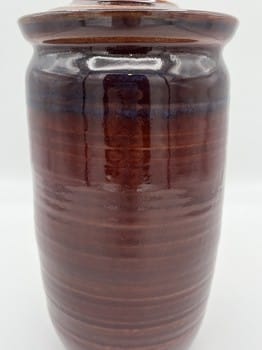 Mike Teal pottery, brick vase, porcelain lidded vase, handmade ceramics, artisan pottery, wheel-thrown porcelain, Tulsa ceramic artist, functional art, red ceramic vase, YENology artisan collection