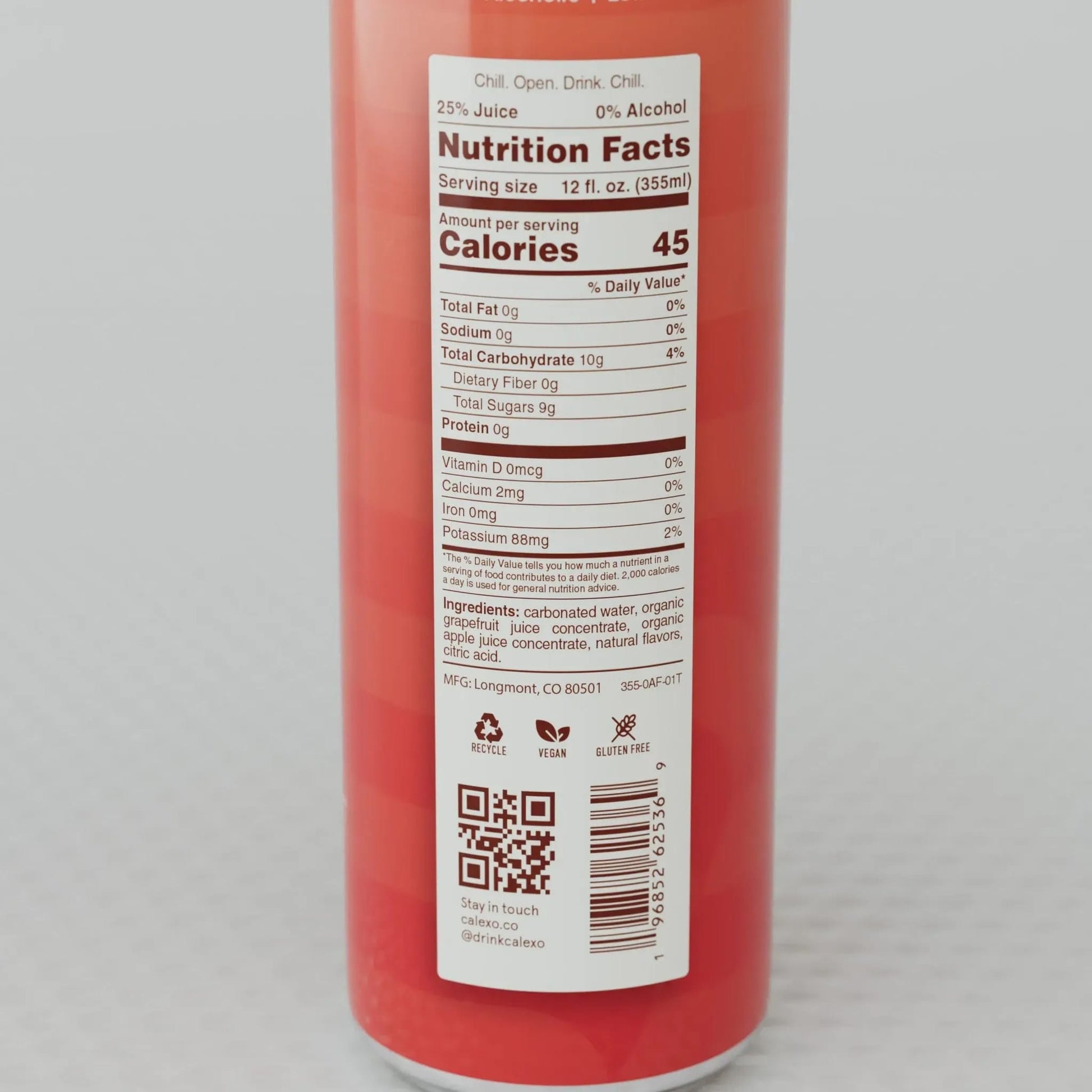 Nutrition facts label organic juice sparkling beverage
low calorie alcohol alternative
festive non-alcoholic drink