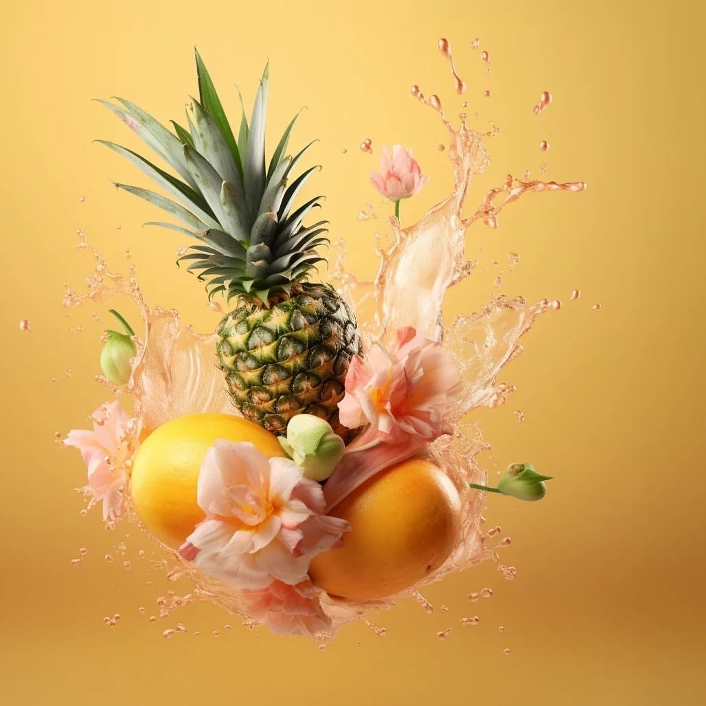 Pineapple and oranges with flowers flavors of Calexico SemiTropic sparkling beverage 