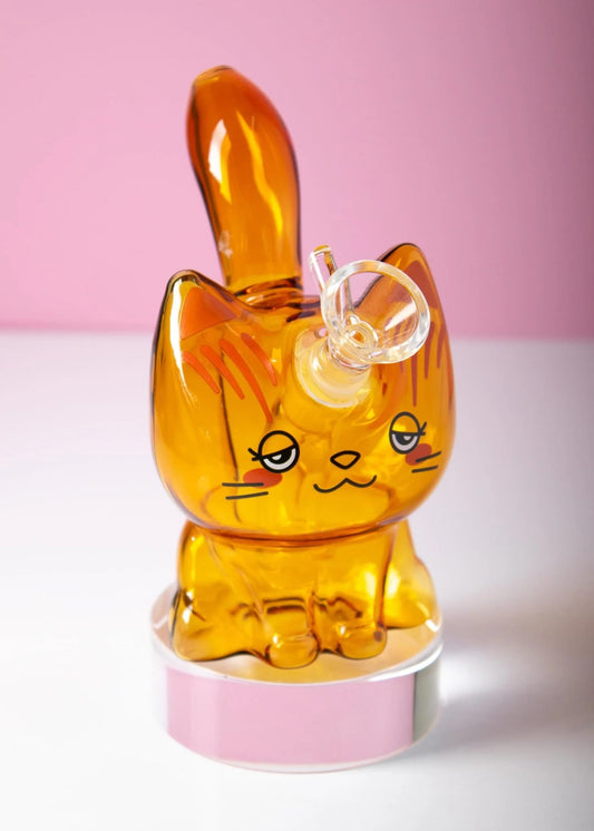 CannaCat bubbler, cat bubbler, glass cat pipe, cute smoking accessories