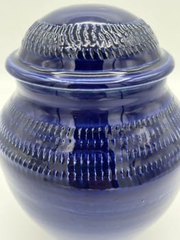 Blue glaze ceramic container
Small artisan storage jar