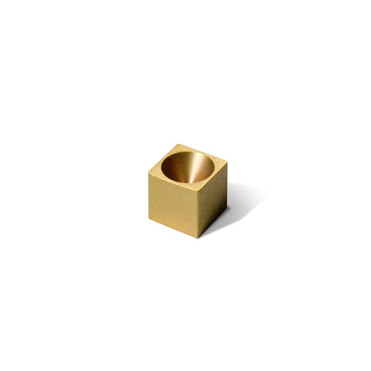 Cubic Brass Incense Holder with matte finish on white background.
