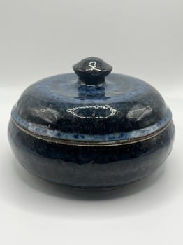 Dark blue lidded container
Green interior pottery jar
Mike Teal ceramics
Hand-thrown stoneware container
