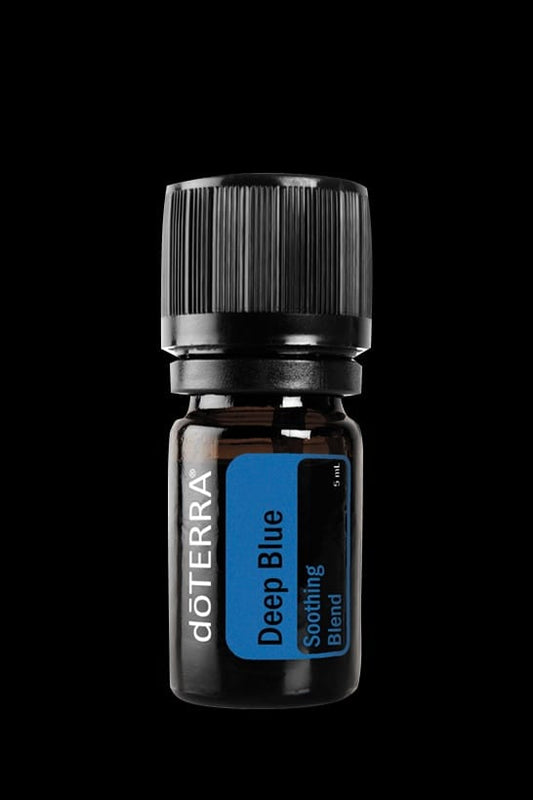 deep blue essential oil, doTERRA deep blue, muscle relief oil, soothing oil blend, cooling essential oil, tension relief, post workout oil, blue tansy blend, natural pain relief, aromatherapy massage oil