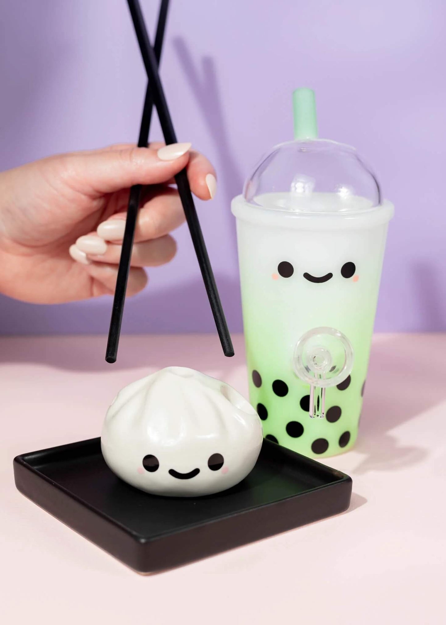 Cute bubble tea bong

Boba style smoking piece

Small novelty bong

Fun glass bong for herbs