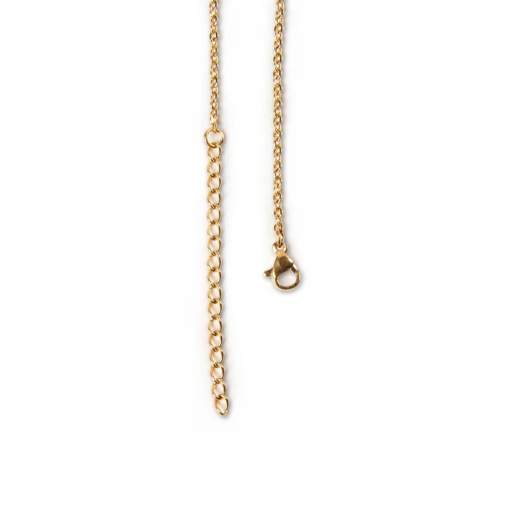 Gold chain necklace on a white background