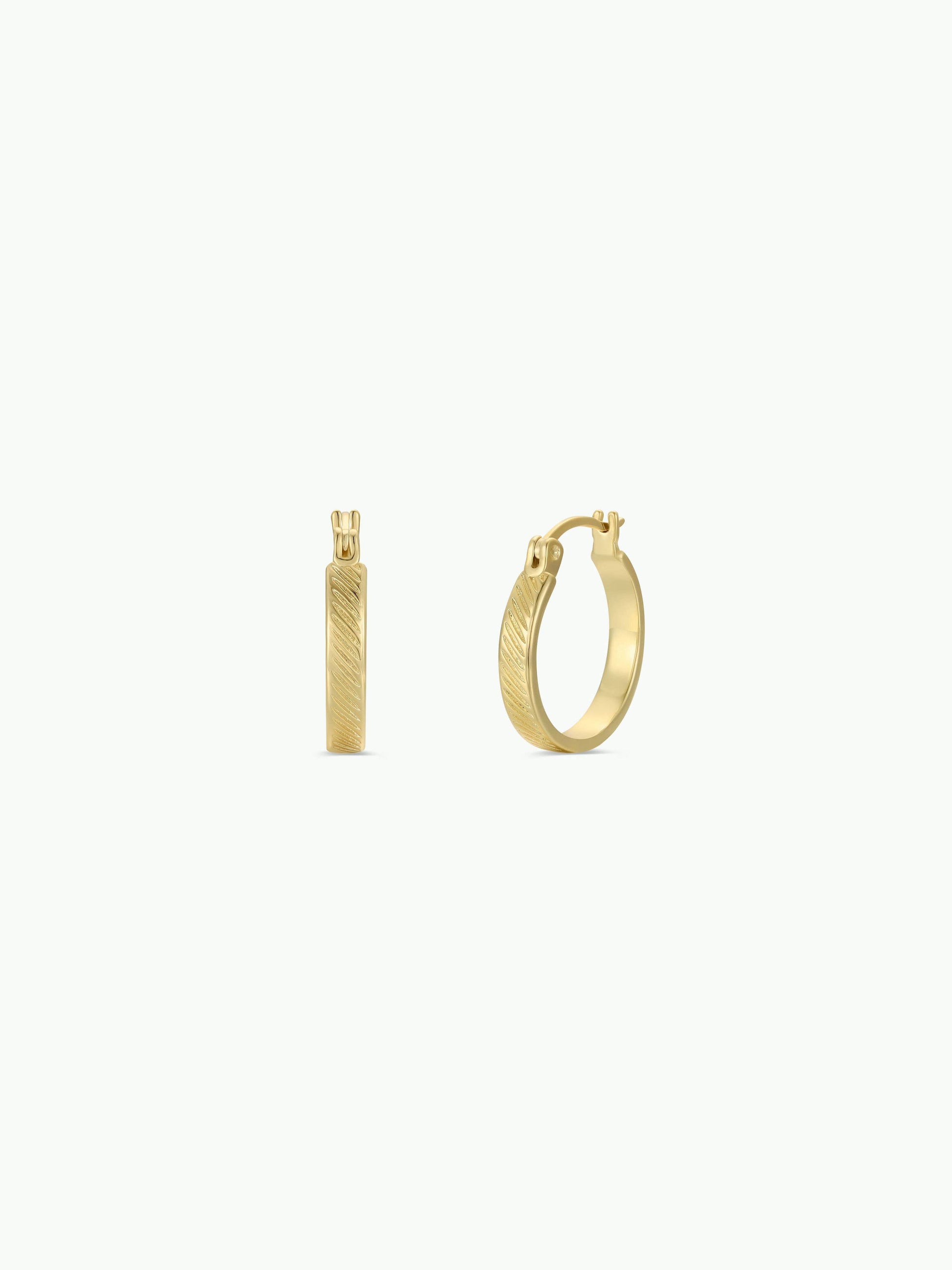 textured gold hoops, 18mm gold hoops, gold hoop earrings, hypoallergenic hoops, everyday gold earrings, gold plated hoops