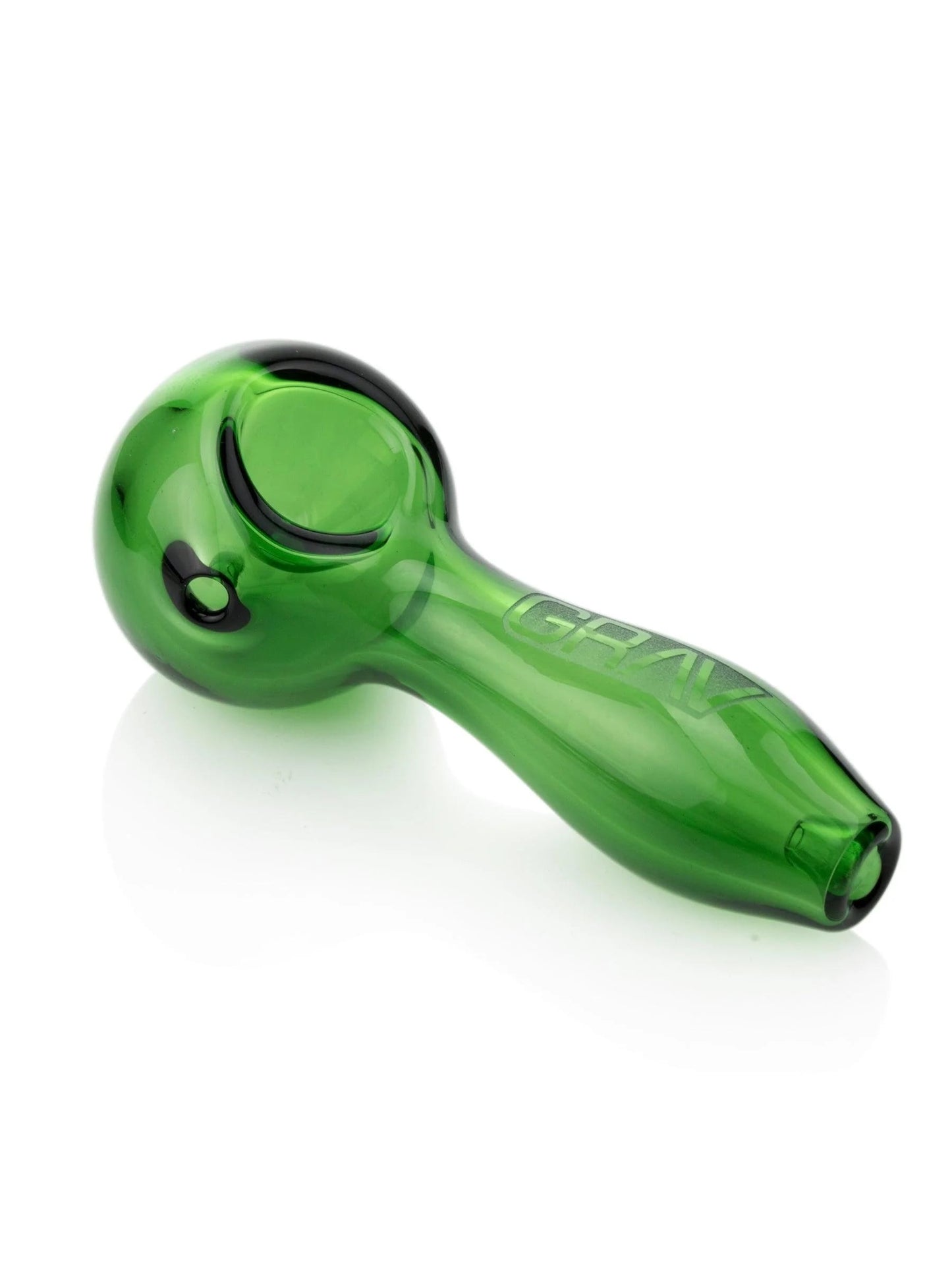GRAV spoon, glass spoon pipe, GRAV pipe, classic hand pipe, smoking accessories, glass bowl, GRAV glassware, cannabis pipe, YENology smoking tools, modern glass pipe - Green