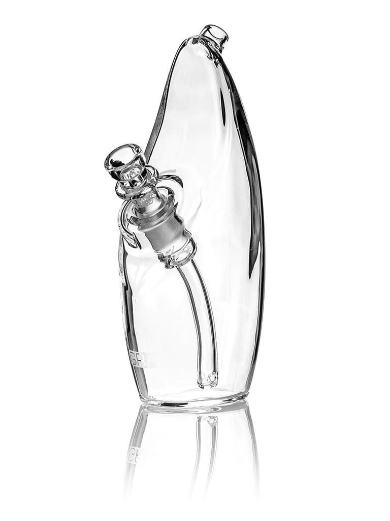 GRAV Rain Bubbler, clear glass bubbler, small glass water pipe, portable bubbler, borosilicate hand pipe