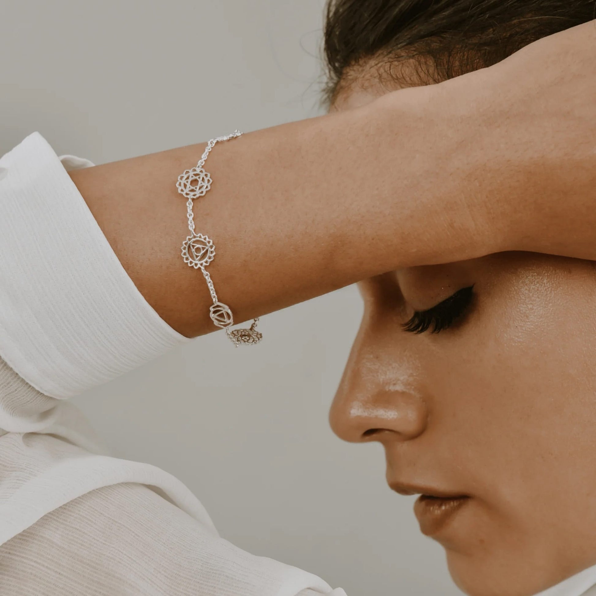 spiritual jewelry, filigree bracelet, meditation jewelry, yoga jewelry, chakra energy symbols, handcrafted bracelet, YENology jewelry