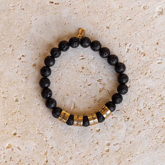 Four Agreements bracelet, black lava bracelet, grounding jewelry, Jewelry Evolution, don Miguel Ruiz bracelet, Toltec wisdom jewelry, lava rock beads, unisex gemstone bracelet, mindfulness jewelry, YENology accessories
