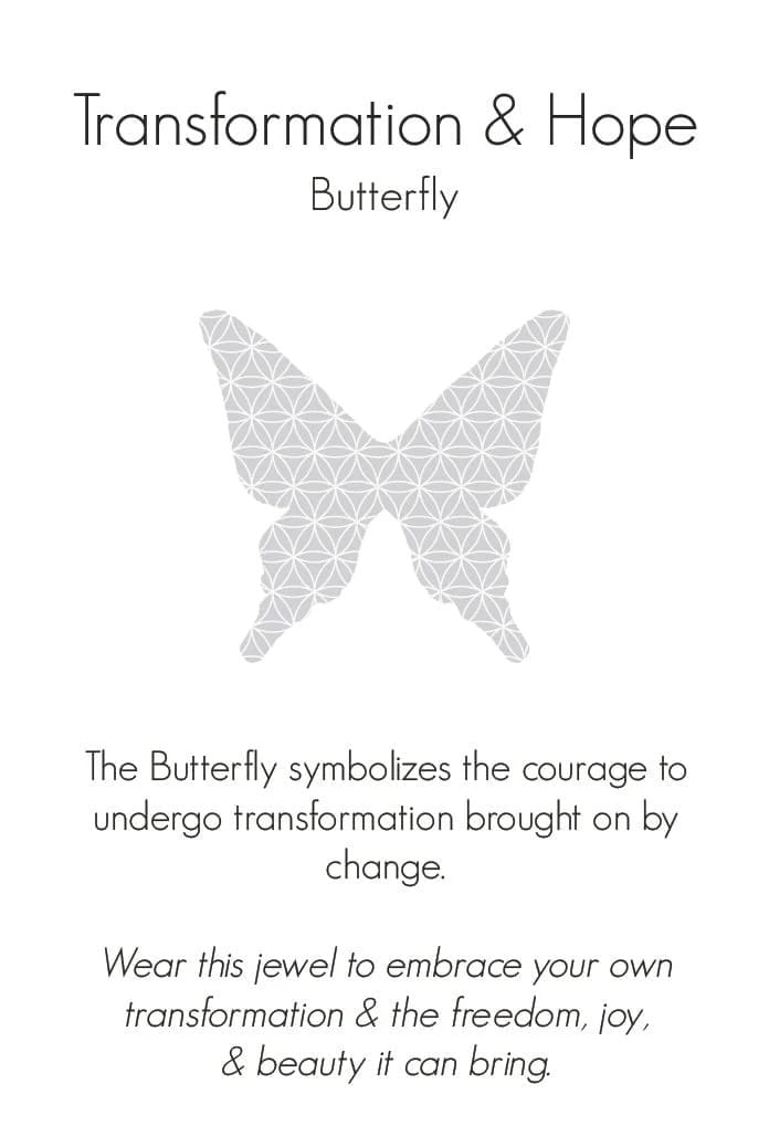 Butterfly design with text about transformation and hope on a white background