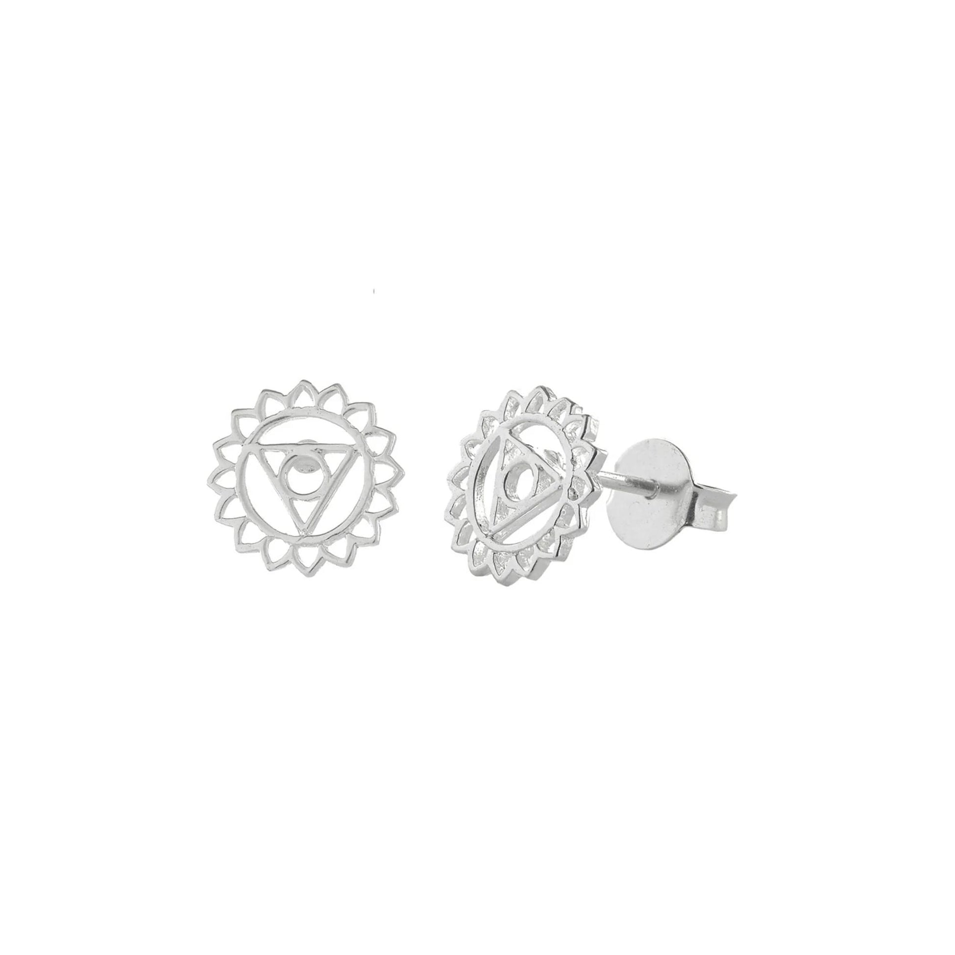 throat chakra earrings, chakra jewelry, sterling silver studs, communication chakra, self-expression jewelry, truth chakra, energy jewelry, mindfulness accessories, spiritual earrings, chakra healing jewelry, YENology earrings