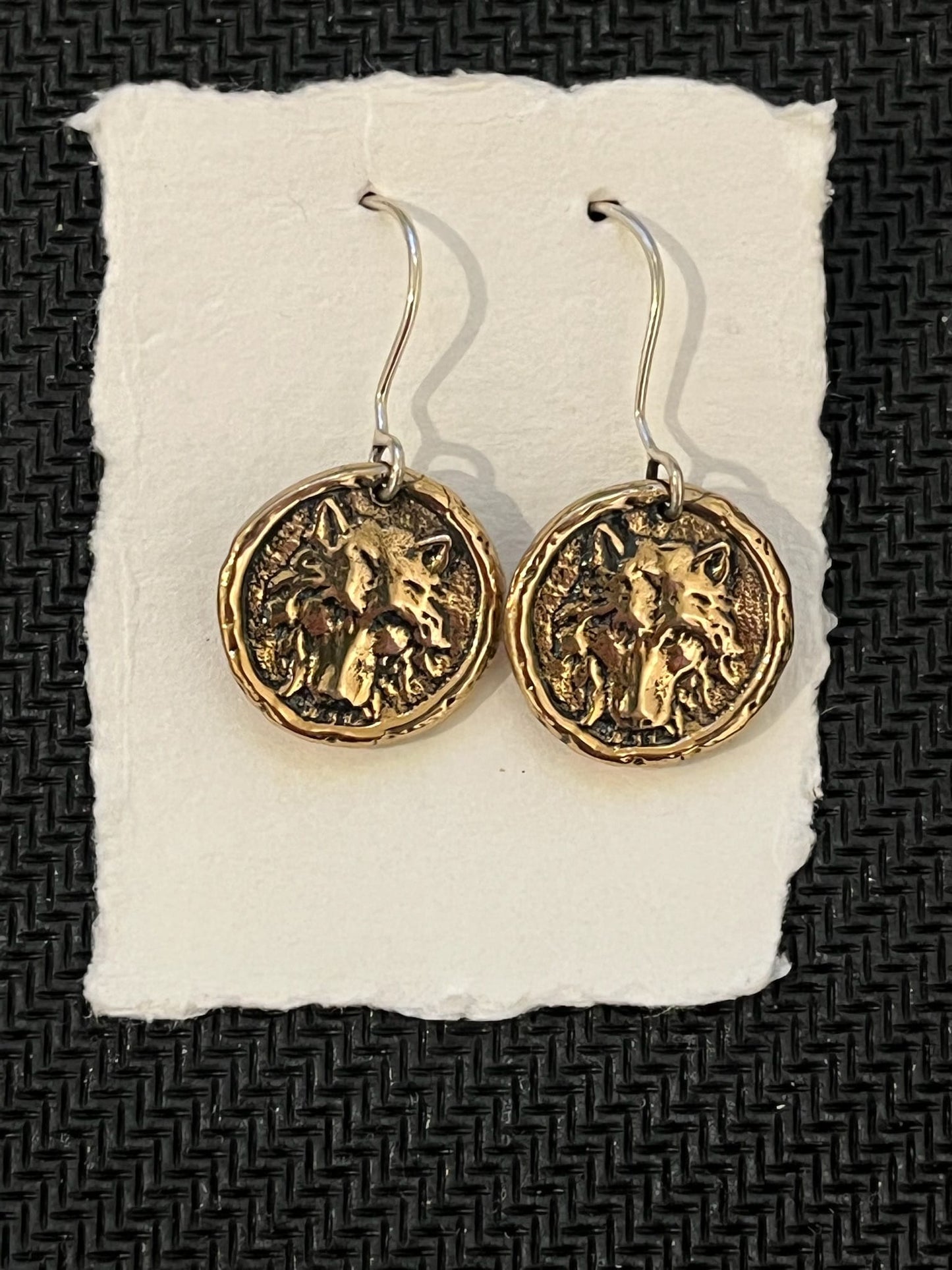 Wolf Traveler Coin Drop earrings