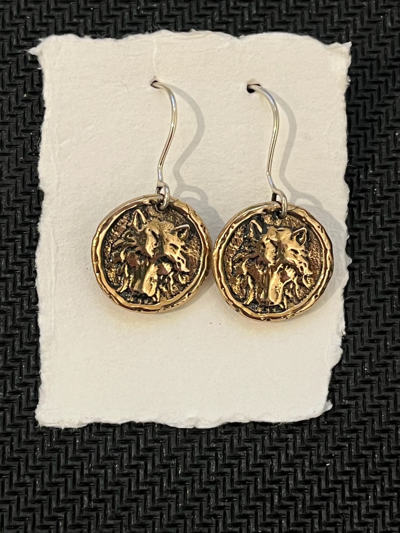 Wolf Traveler Coin Drop earrings