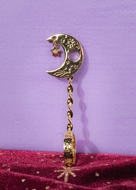 Canna Style Celestial Joint Holder, gold joint holder, moon and star joint holder, luxury smoking accessory, celestial smoking ring, brass joint holder, cosmic smoke accessory, stoner jewelry