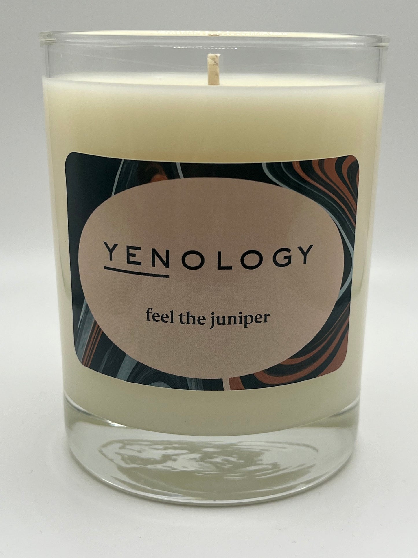 juniper candle, evergreen candle, pine and berry candle, YENology candle, nature-inspired candle, soy wax candle, relaxing home fragrance, fresh forest scent, mindful living, small batch candle