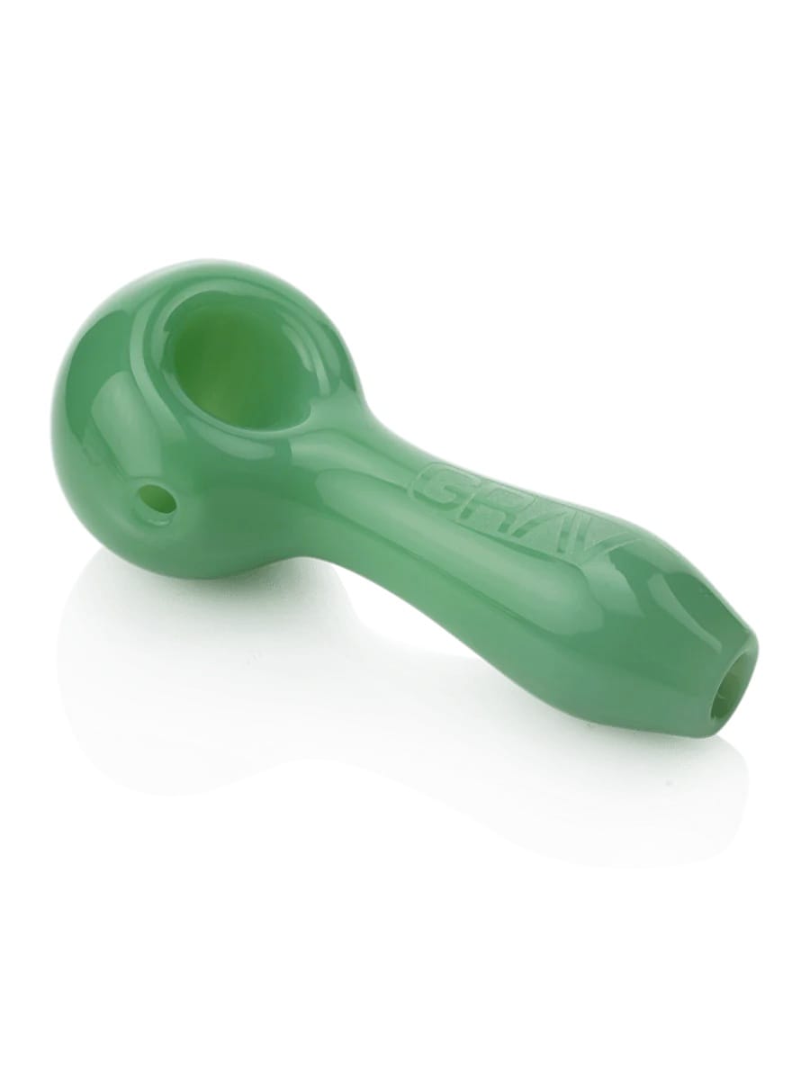 GRAV spoon, glass spoon pipe, GRAV pipe, classic hand pipe, smoking accessories, glass bowl, GRAV glassware, cannabis pipe, YENology smoking tools, modern glass pipe - Mint Green