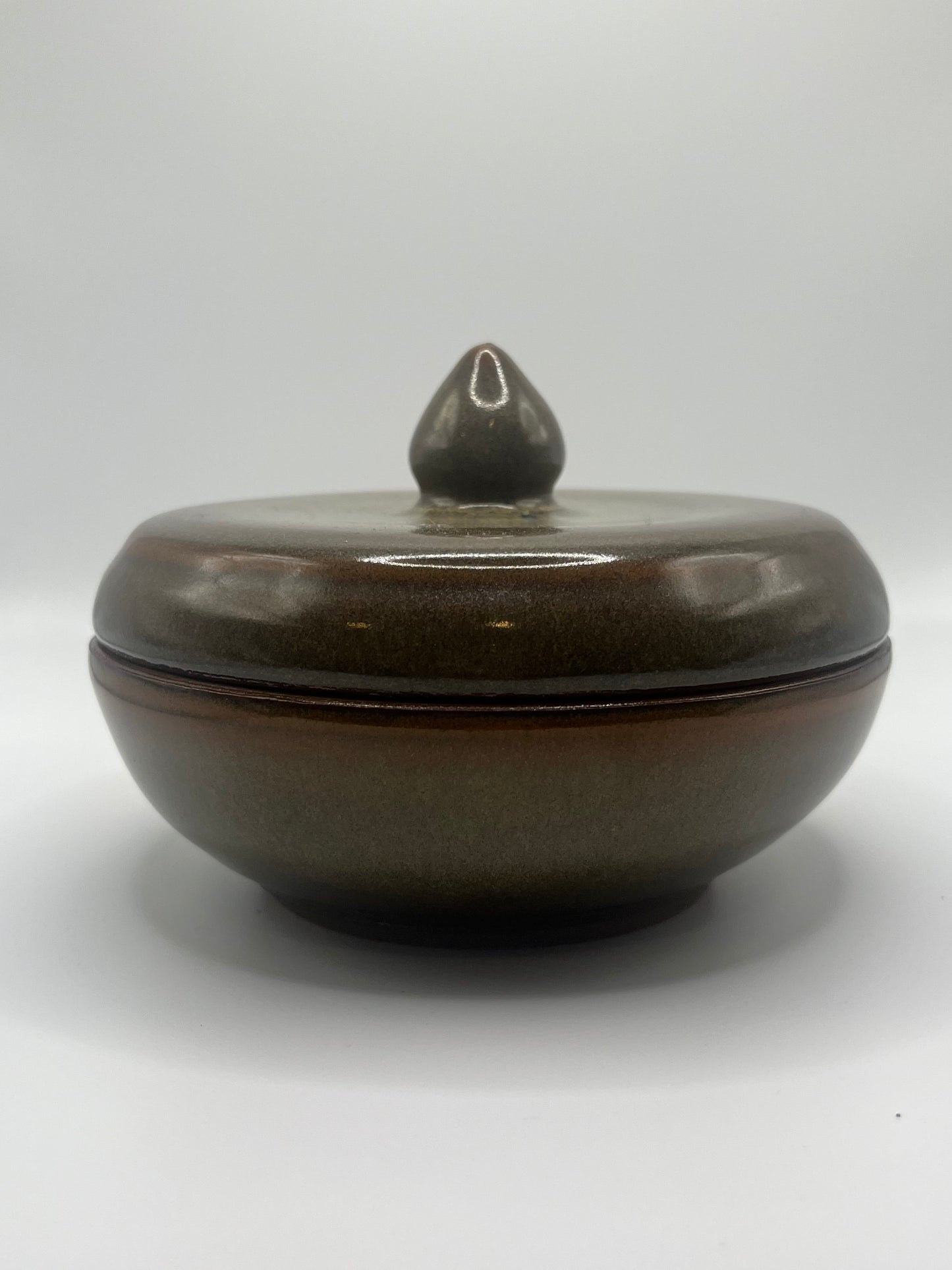 Olive Green Acorn Top Lidded Container