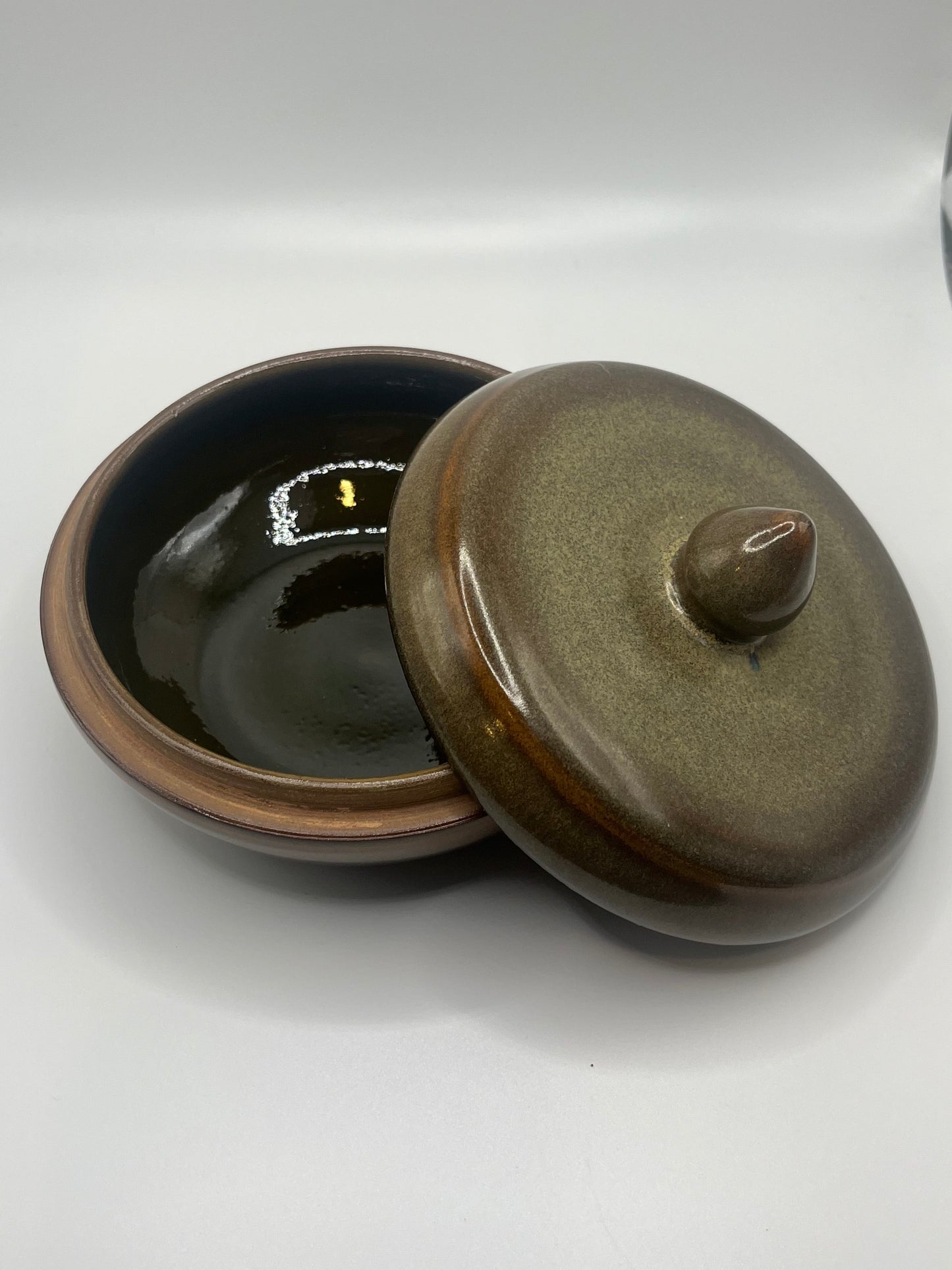 Olive Green Acorn Top Lidded Container
