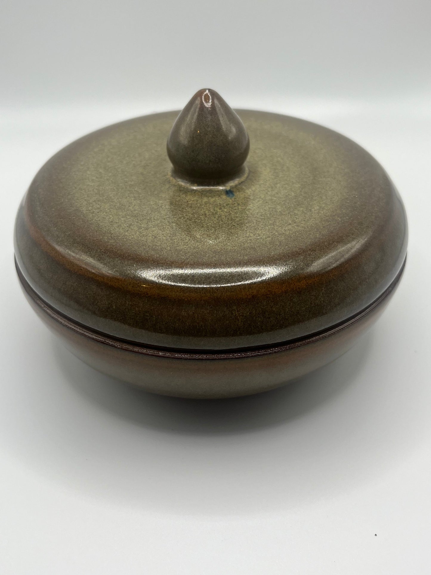 Olive Green Acorn Top Lidded Container