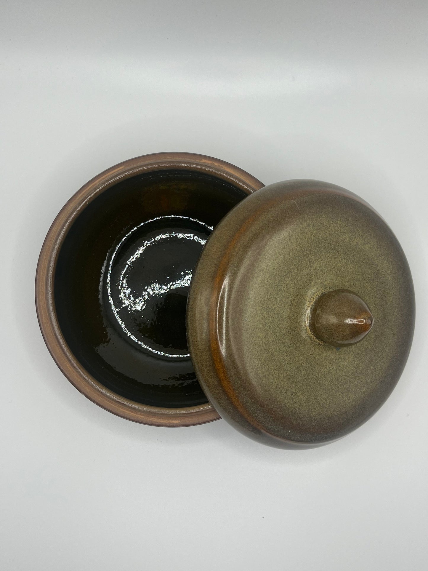 Olive Green Acorn Top Lidded Container