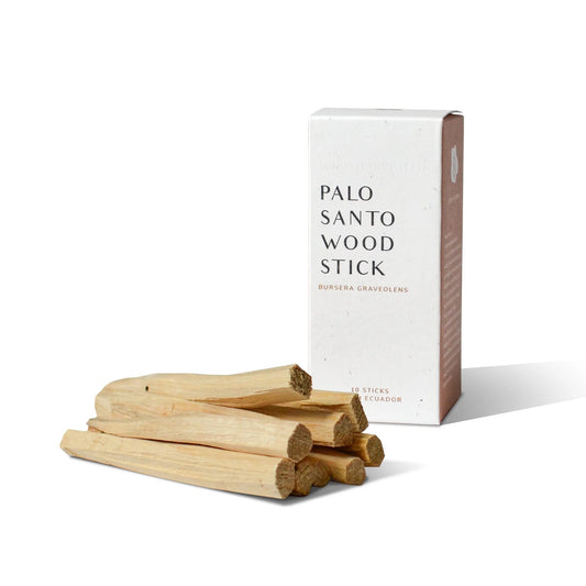 Authentic Palo Santo sticks from Ecuador displayed on a neutral surface.