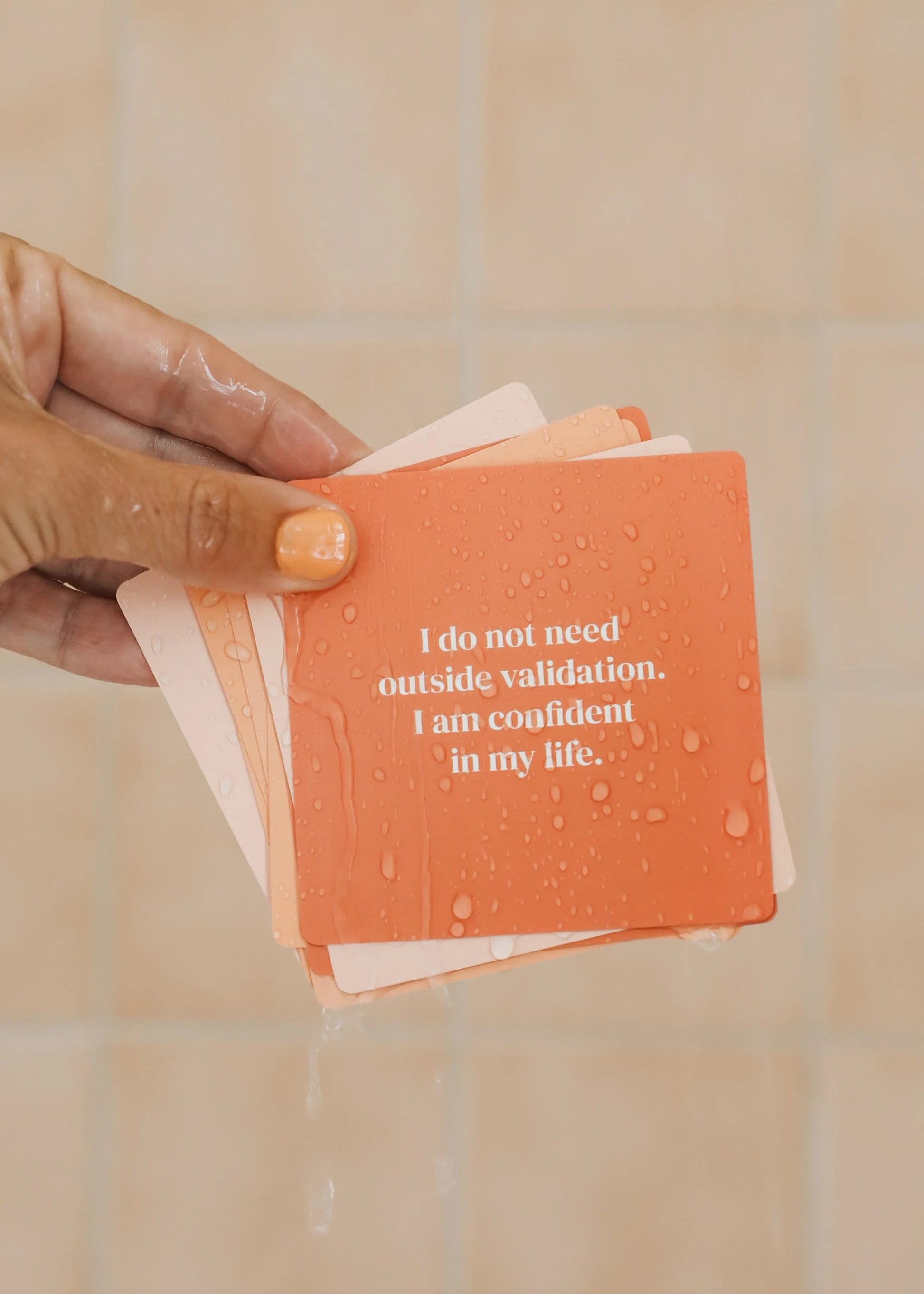 positivity affirmation cards, shower affirmation cards, uplifting quotes deck, waterproof affirmation cards, reusable shower cards, daily positivity tools, mindset cards, inspirational quotes deck