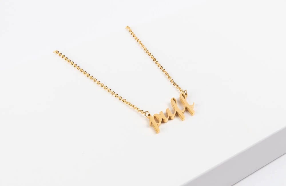 Frankie Smoke jewelry, PUFF necklace, cannabis necklace, stainless steel jewelry, gold plated necklace, silver plated necklace, statement necklace, hypoallergenic jewelry, bold chain, YENology accessories