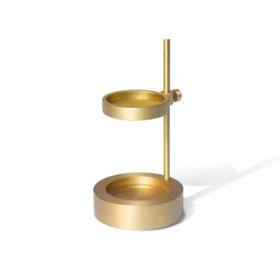 Brass Resin and Incense Burner with satin brass finish on neutral surface.
