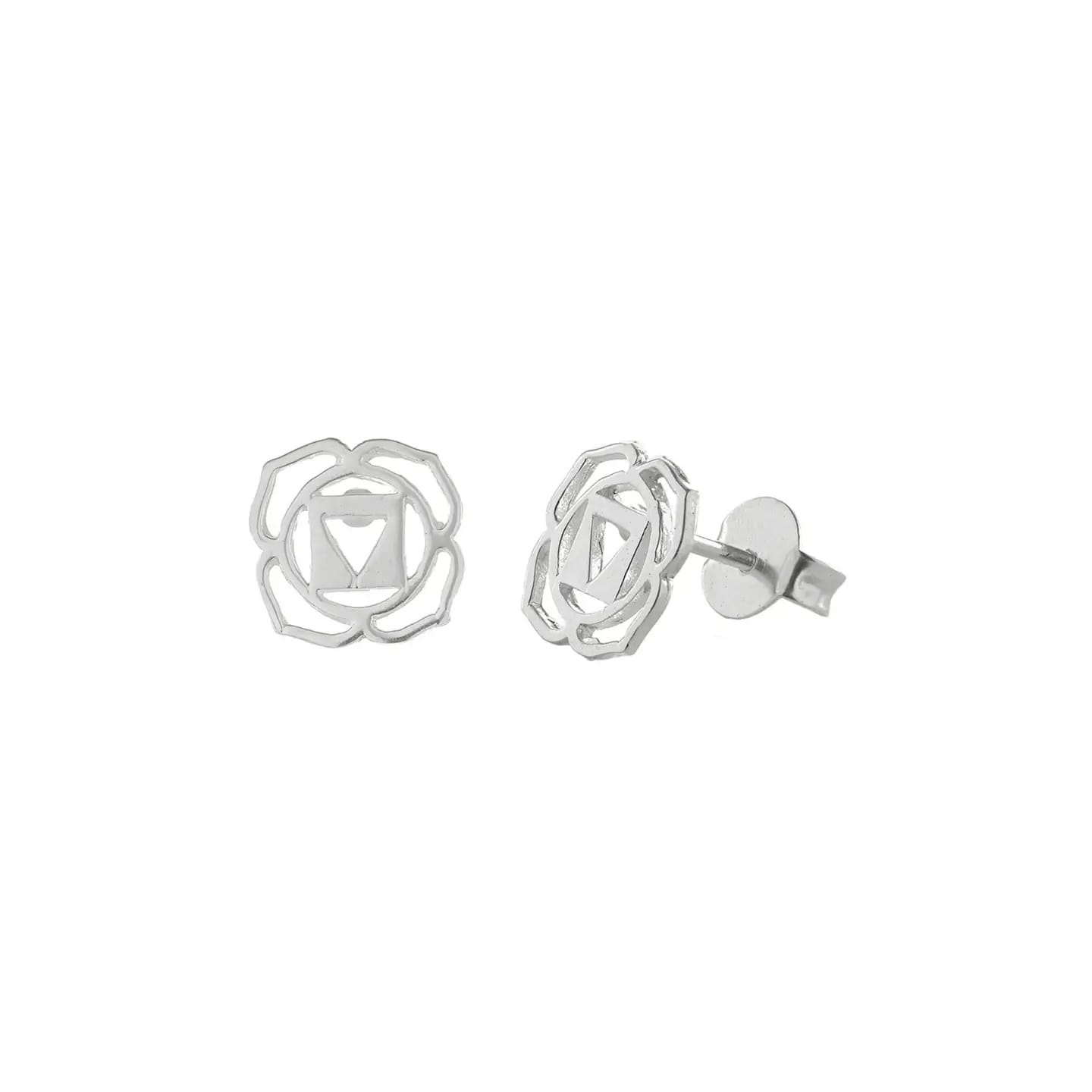Root Chakra Stud Earrings in Silver