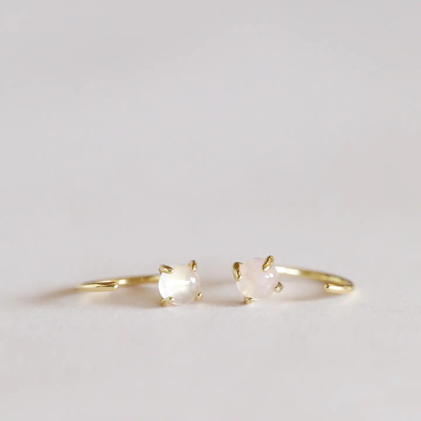 gemstone huggies, gold huggie earrings, amazonite huggies, amethyst huggies, rose quartz earrings, hypoallergenic gold earrings, stone huggie hoops