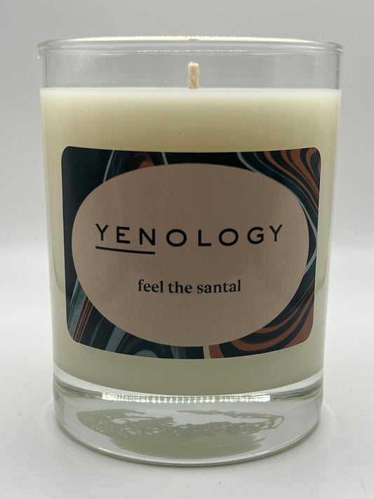 santal candle, amber candle, musk candle, cardamom candle, YENology candle, soy wax candle, warm home fragrance, luxury candle, cozy scent, clean candle