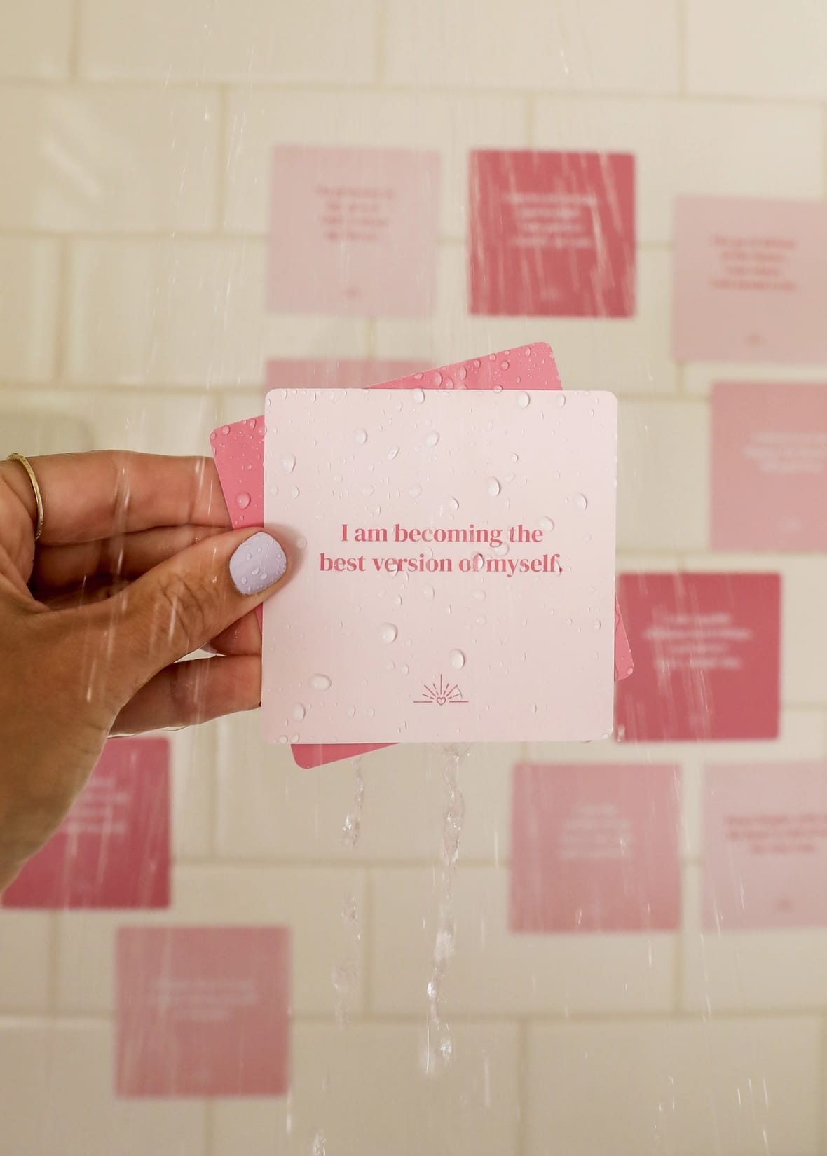 self love affirmation cards, shower affirmation cards, waterproof affirmations, daily affirmation deck, mindfulness shower cards, self acceptance affirmations, reusable affirmation cards
