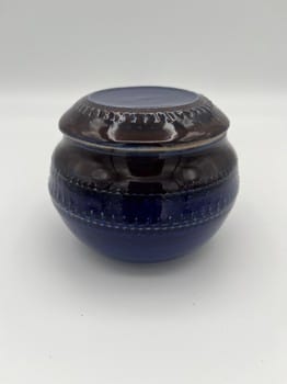 cobalt blue ceramic container, red ceramic jar, Mike Teal pottery, porcelain lidded jar, handmade pottery container, Cone 6 stoneware, artisan ceramics, handmade home décor, small ceramic container
