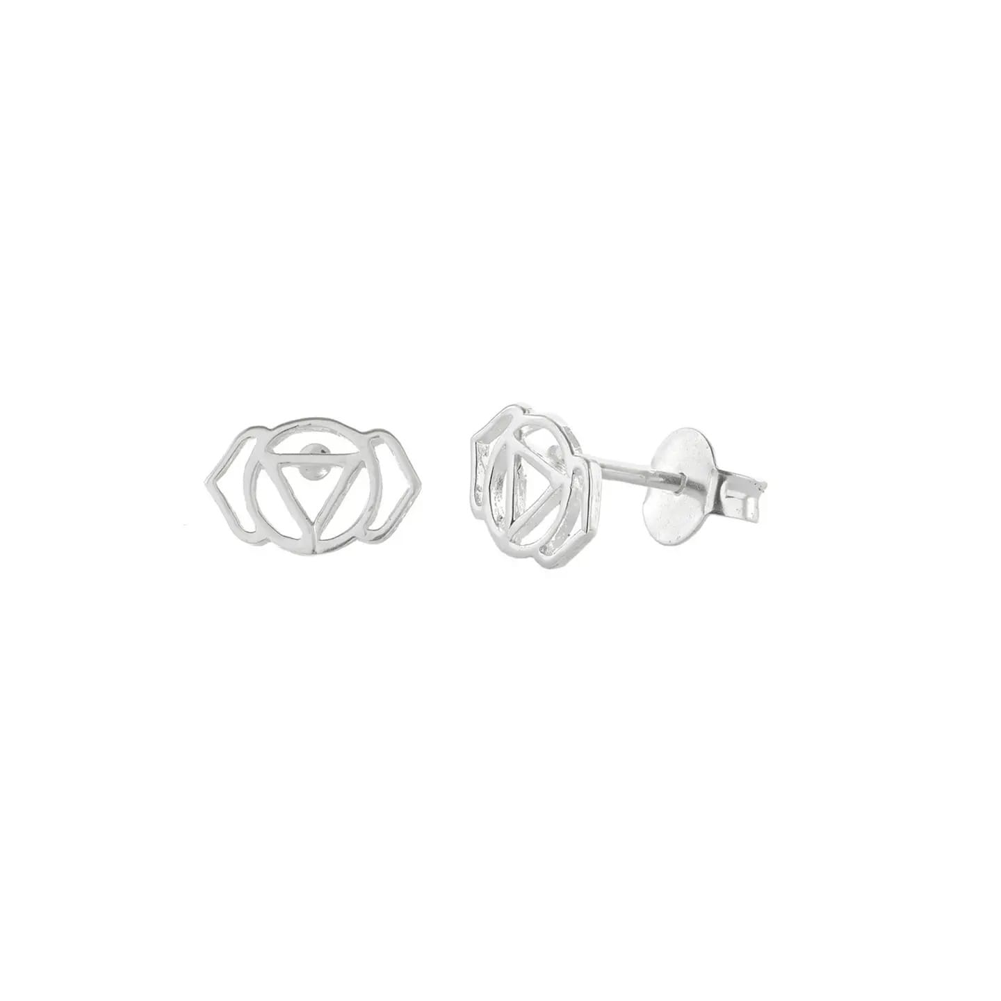 third eye chakra earrings, chakra jewelry, sterling silver studs, intuition jewelry, mindfulness jewelry, energy healing earrings, spiritual jewelry, insight chakra, inner vision, YENology earrings