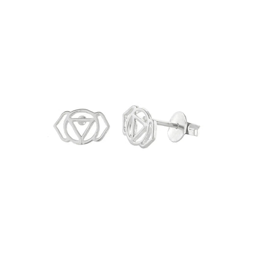 third eye chakra earrings, chakra jewelry, sterling silver studs, intuition jewelry, mindfulness jewelry, energy healing earrings, spiritual jewelry, insight chakra, inner vision, YENology earrings