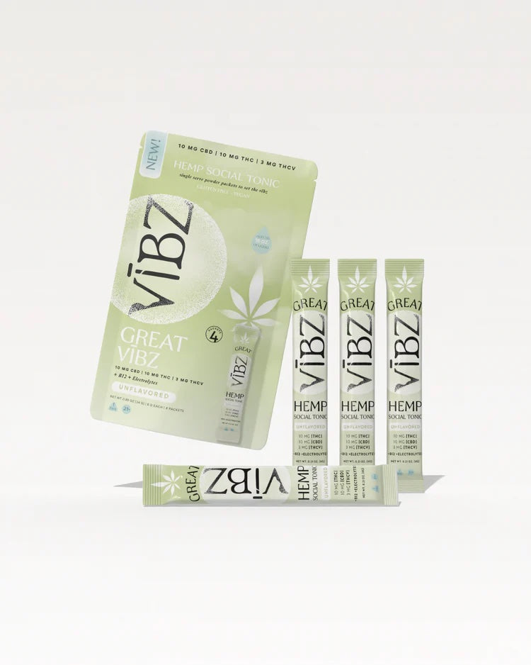 THC drink mix, unflavored THC powder, CBD drink mix, THCV drink mix, hemp drink packets, electrolyte THC mix, social tonic powder, THC CBD THCV mix