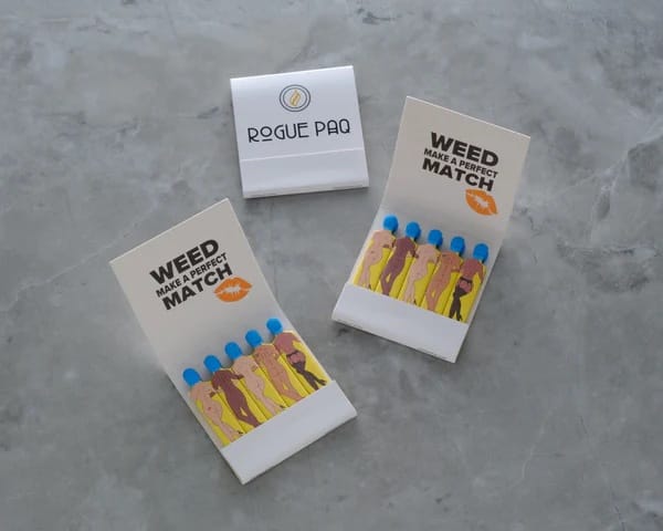 Three matchboxes labeled 'WEED MAKE A PERFECT MATCH' 
