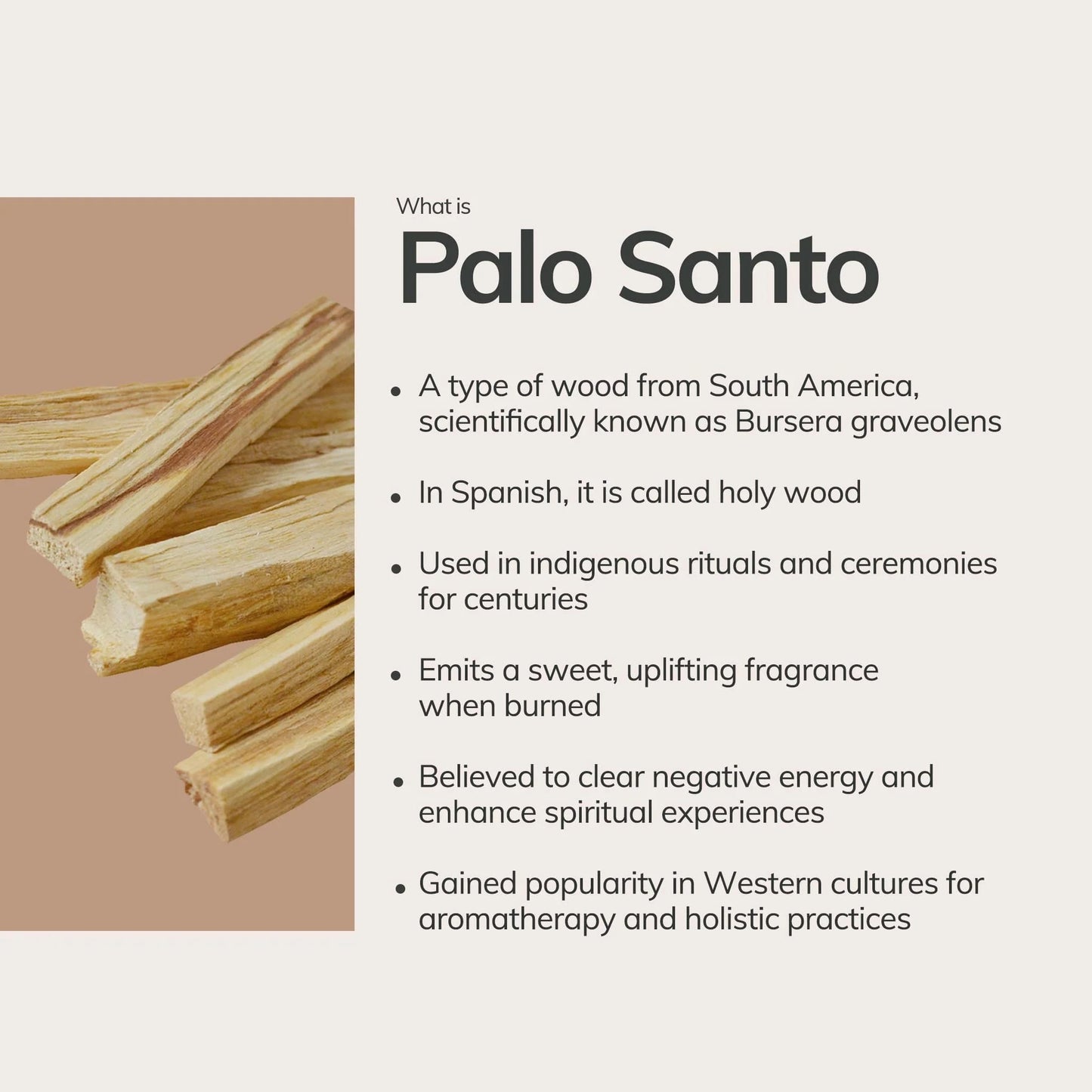 palo santo sticks, holy wood incense, Ecuadorian palo santo, energy cleansing wood, purification ritual, sacred smudging, natural incense wood