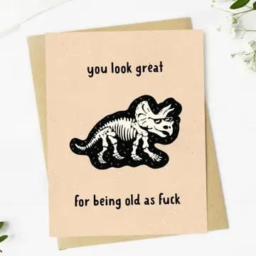 funny birthday card, sarcastic birthday card, adult humor greeting card, rude birthday card, old as fuck card, funny friend card, gag card, hand drawn card, unique birthday card, cheeky humor stationery